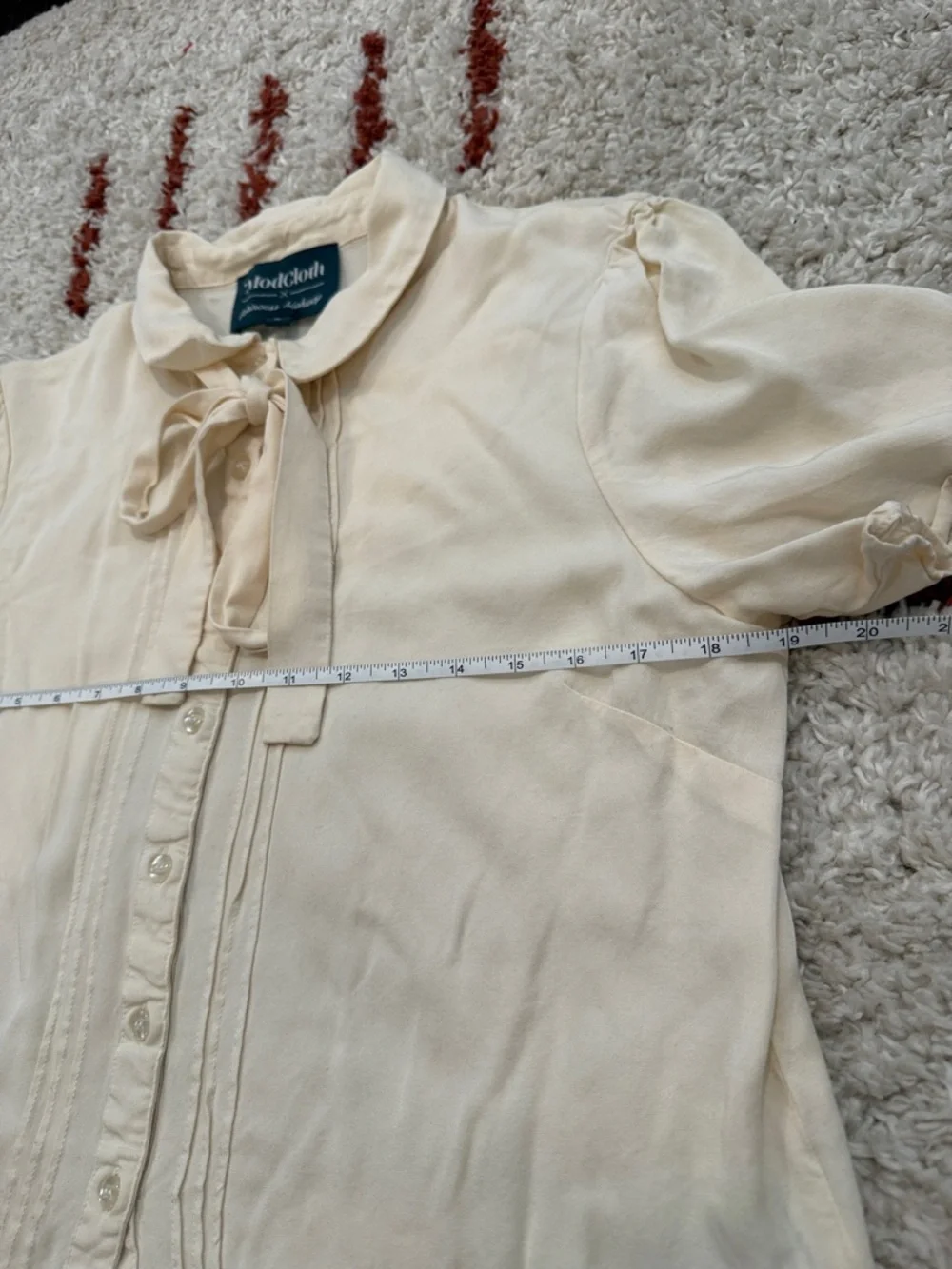 Modcloth Princess Highway Cream Button Down Pleated Bow Blouse - Picture 8 of 10